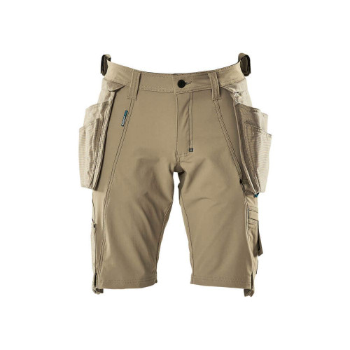 MASCOT Shorts | 17149 Khaki Shorts with Holster Pockets in 4-Way Stretch