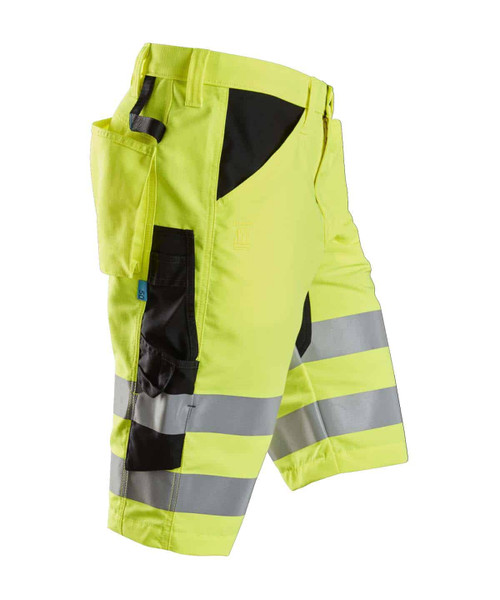 6132 Mens Hi-Vis Yellow LiteWork Shorts with reflective Tape and Cordura