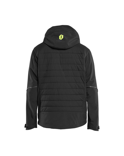 Designed for professionals, the BLAKLADER Jacket model 4743 in Black/Yellow boasts Hybrid, delivers Waterproof, and utilises heavy‑duty Softshell to withstand the elements.