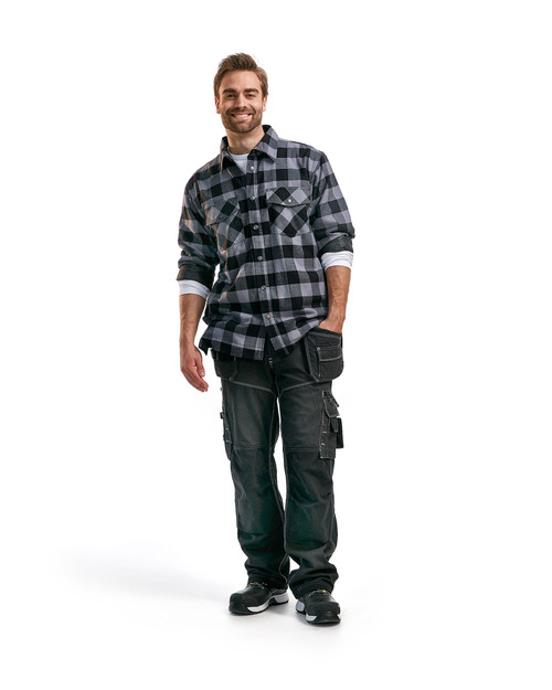 The BLAKLADER Shirts in Grey / Black in premium Cotton delivers professional polish—add Long Sleeves for extra comfort when you need it.