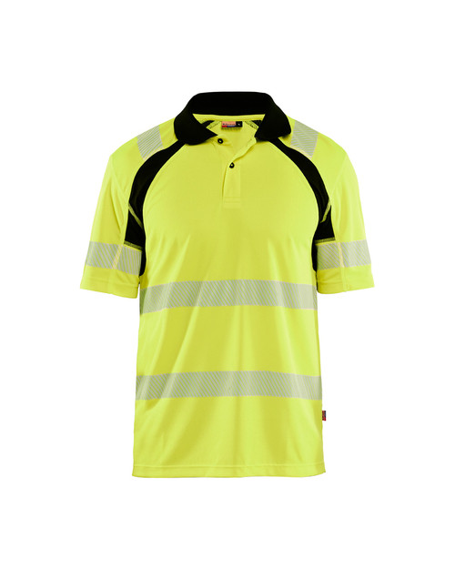 BLAKLADER Polo Shirt | 3595 High Vis Yellow / Black Polo Shirt with Reflective Tape, UV Protection in Polyester