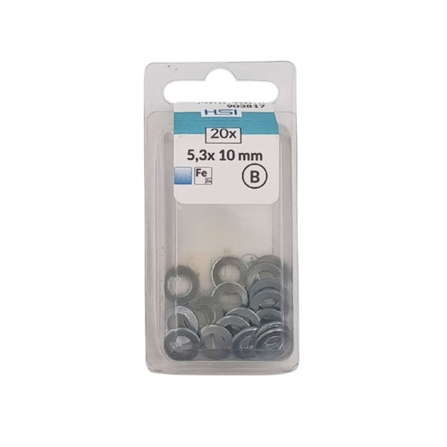 Washer – Silver Zinc, DIN 125, 5.3 x 10mm (Retail Pack of 20) Washer – Silver Zinc, DIN 125, 5.3 x 10mm (Retail Pack of 20)