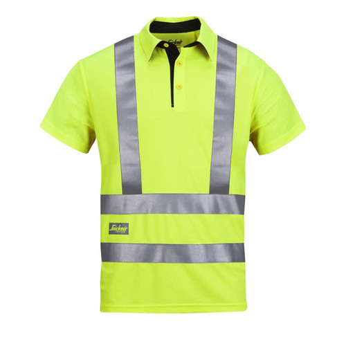 2743 High Vis Yellow Polo Shirt with Reflective Tape in Polyester Cotton-SALE 2743 High Vis Yellow Polo Shirt with Reflective Tape in Polyester Cotton-SALE