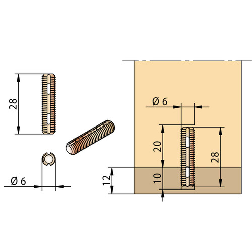 KNAPP Connections | K066 DOWEL Self-Tightening 6mm Dowel