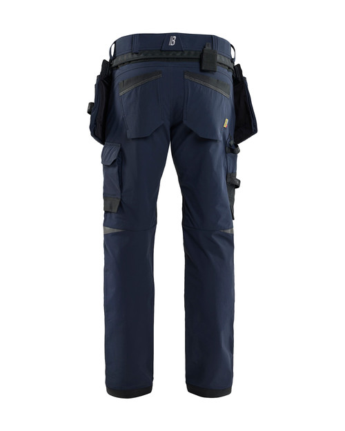BLAKLADER Trousers | 1745 Navy Blue ToolRig Trousers with Kneepad Pockets in 4-Way Stretch
