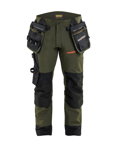 BLAKLADER Trousers | 1979 Forest Green STRIKER ToolRig Trousers with Kneepad Pockets in 4-Way Stretch