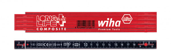 The WIHA Folding Ruler LongLife Plus Composite (Length: 2 m) is an essential tool for craftsmen, designed for both accuracy and durability