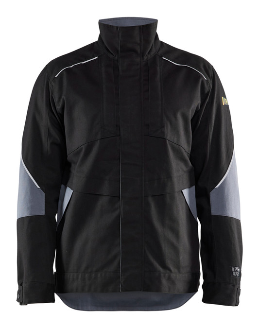 This Black Blaklader Workwear jacket is crafted from durable Cotton, perfect for outdoor work conditions.