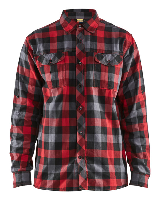 The BLAKLADER 3299 Men's Red/Black Long Sleeve Flannel Shirt is a stylish and comfortable option for both work and casual settings.