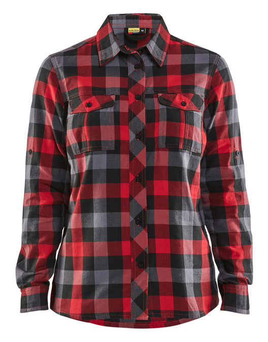 The BLAKLADER 3209 Women's Red/Black Long Sleeve Flannel Shirt is a stylish and comfortable choice for both work and casual wear.
