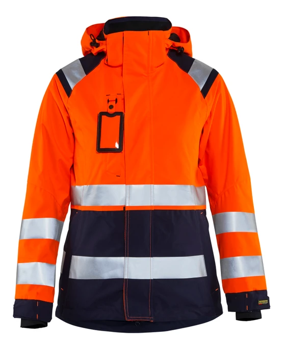 BLAKLADER Jacket | 4904 Womens High Vis Orange /Navy Blue Jacket Waterproof with Reflective Tape in Polyester