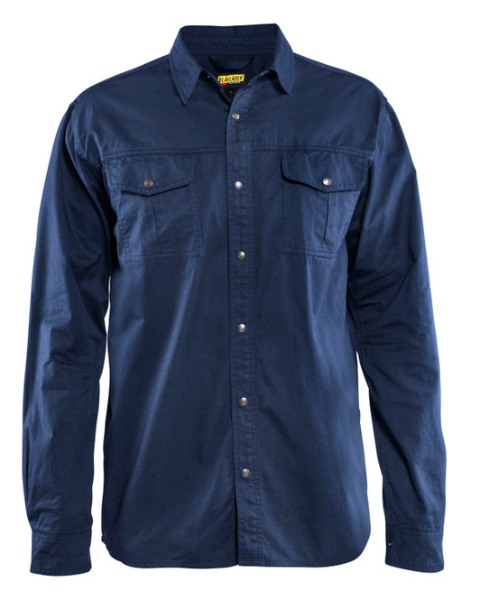 Mens Navy Blue Long Sleeve Twill Shirt in Cotton, with a lightweight fabric and Oeko-Tex®100 certification, this shirt ensures comfort and safety, making it an excellent choice for everyday use.