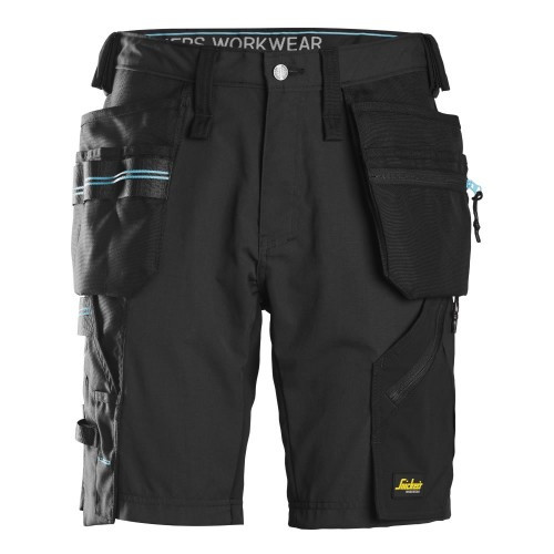 SNICKERS Durable Poly/Cotton Blend Black Shorts for Carpenters that have Holster Pockets  available in Australia and New Zealand