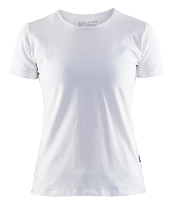 Stay comfortable and stylish with the White Blaklader Workwear Womens t-shirt model 3304, crafted from soft Cotton for all-day wear.