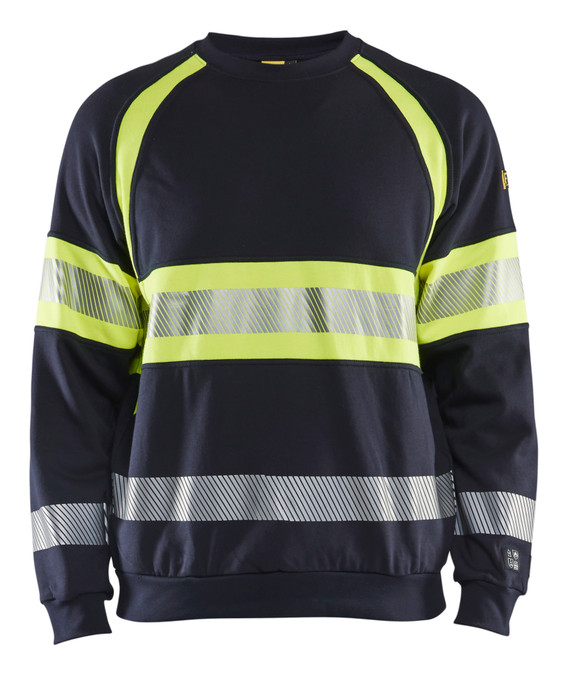 BLAKLADER Pullover  3459  with  for BLAKLADER Pullover  | 3459  Navy Blue / High Vis Yellow Anti-Flame Pullover in Anti-Static Multinorm that have Anti-Flame  available in Australia and New Zealand