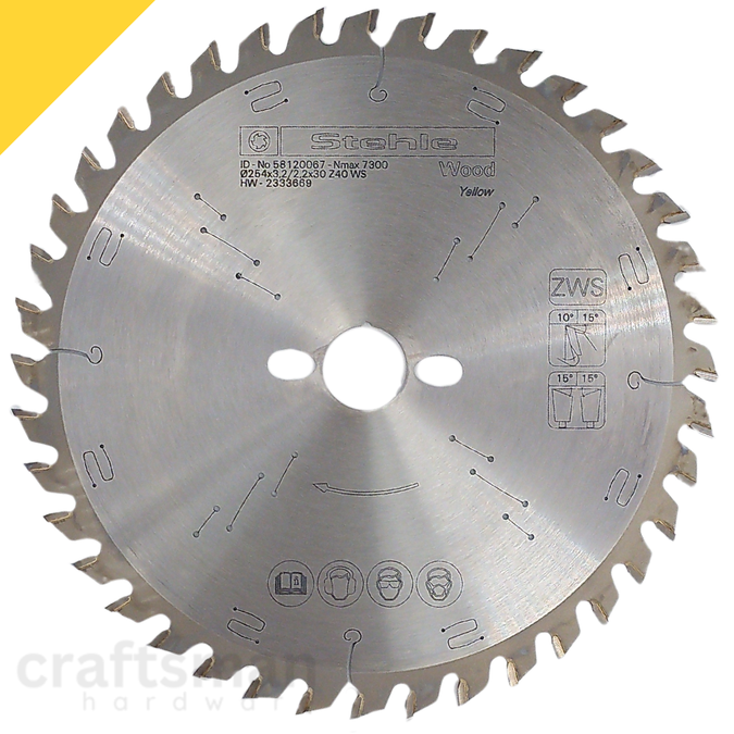 Achieve precision cuts with the STEHLE circular saw blade model ZWS, designed for Solid Timber in 254mm diameter with a 30mm Bore.