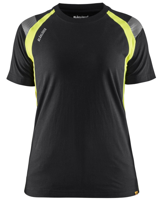 BLAKLADER T-Shirt  3402  with  for BLAKLADER T-Shirt  | 3402 Womens Black / Yellow T-Shirt with Reflective Tape Cotton with Stretch that have  available in Australia and New Zealand