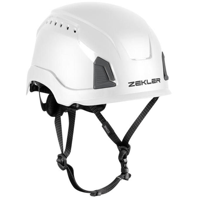 ZEKLER ZONE Standard White Technical Safety Helmet  with Chinstraps for Rope Access, Electricians in Melbourne, Sydney and Brisbane.