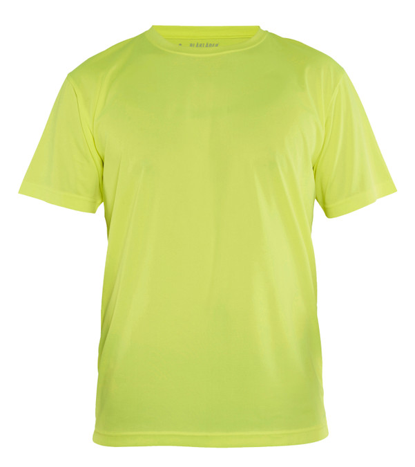 BLAKLADER Polyester High Vis Yellow  T-Shirt  for Carpenters that have Short Sleeve UV Protection available in Australia and New Zealand