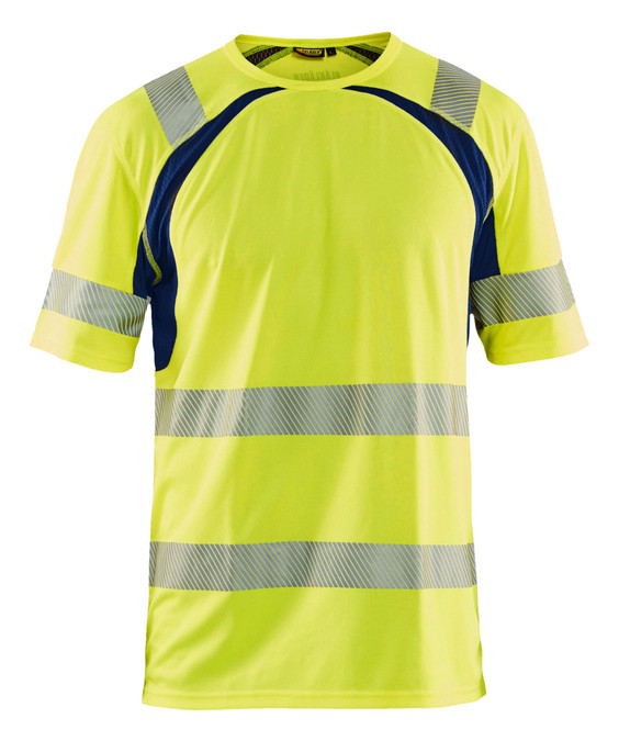 BLAKLADER T-Shirt  3397  with  for SNICKERS T-Shirt  | 3397  High Vis Yellow / Navy Blue UV Protection T-Shirt with Reflective Tape Polyester that have UV Protection  available in Australia and New Zealand