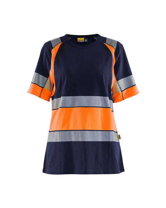 BLAKLADER T-Shirt  3431  with  for BLAKLADER T-Shirt  | 3431 Womens Navy Blue / Orange High VisT-Shirt with Reflective Tape Cotton that have  available in Australia and New Zealand