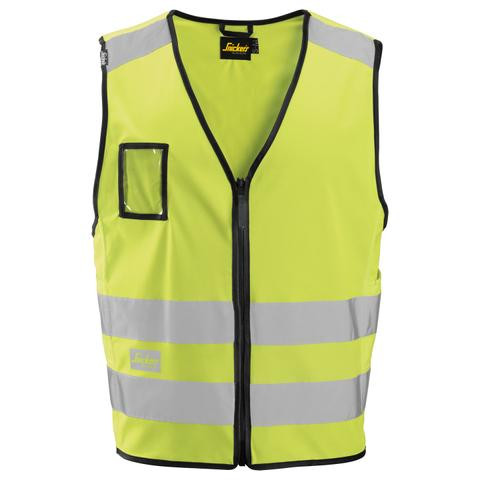 SNICKERS Vest 9153 High Vis Yellow Full Zip Safety Vest with Reflective Tape Polyester