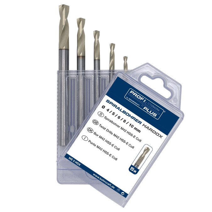 BOHRCRAFT 1508 Set ⌀4,5,6,8,10mm Drill Bits for Steel with Steel for the Carpentry Industry and Operators in Queensland and New South Wales.