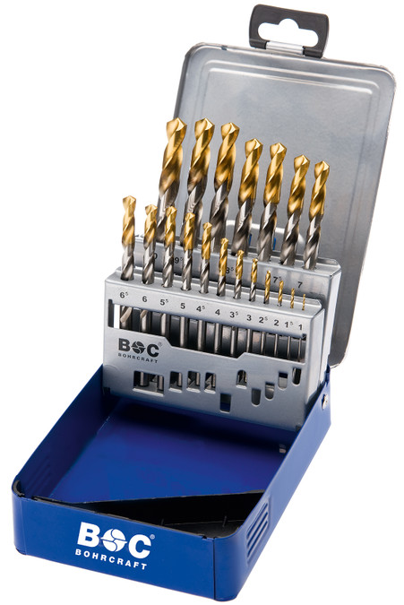 BOHRCRAFT Drill Bits | 1124 TiN Twist Drill Bits 19 pc Set ⌀1-10mm in Steel