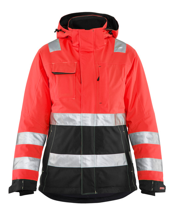 BLAKLADER Rain Jacket  4872 Women's High Vis Red /Black Jacket for Winter in Waterproof Jacket  Polyester