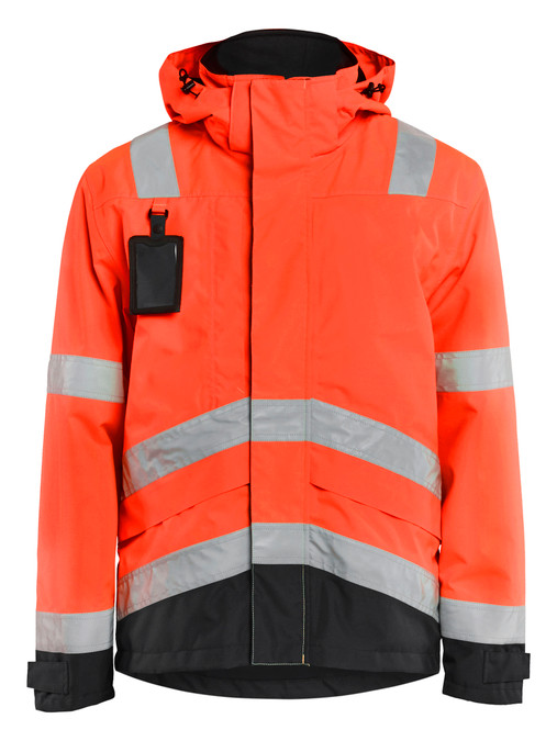 BLAKLADER 4837 High Vis Red Rain Jacket Reflective Tape
