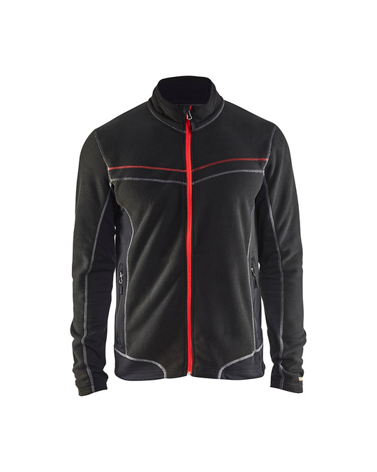 BLAKLADER Pullover | 4997 Black / Red Full Zip Painters Pullover in Polyester Fleece