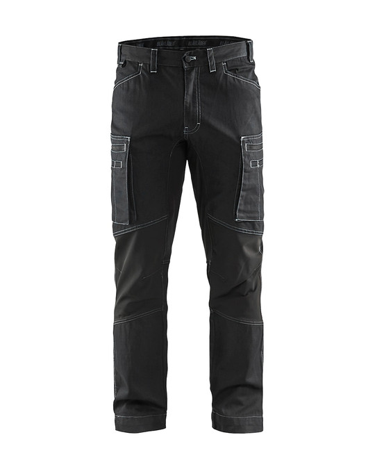 BLAKLADER Trousers | 1459 Service Stretch Black Trousers with Denim with Stretch