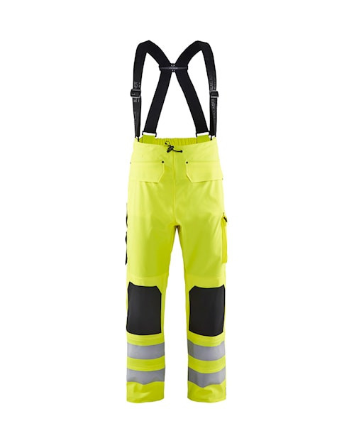 BLAKLADER Trousers | 1302 Rain Bib High Vis Yellow Trousers with Reflective Tape Polyester Waterproof