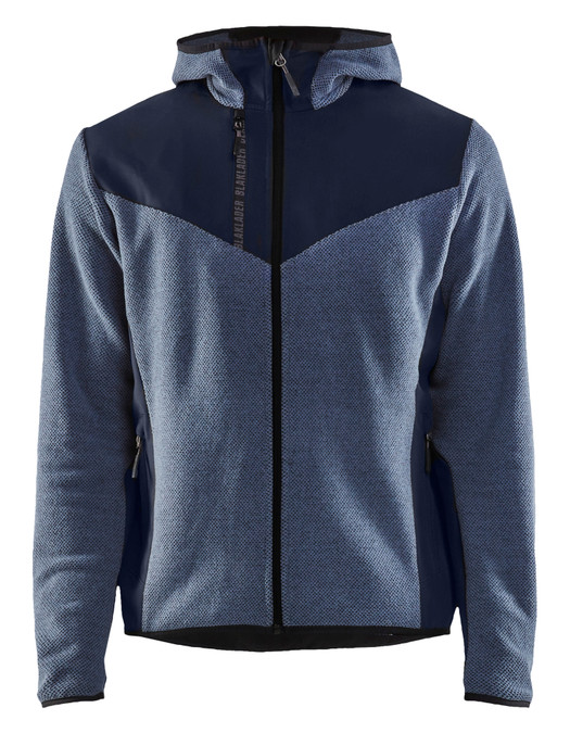 BLAKLADER Hoodie Jacket 5940 Blue Sweater Jacket Full Zip Knitted Softshell