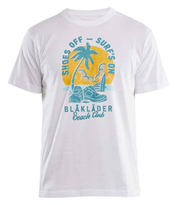 BLAKLADER T-Shirt | 9418 Mens White BEACH CLUB T-Shirt in Cotton