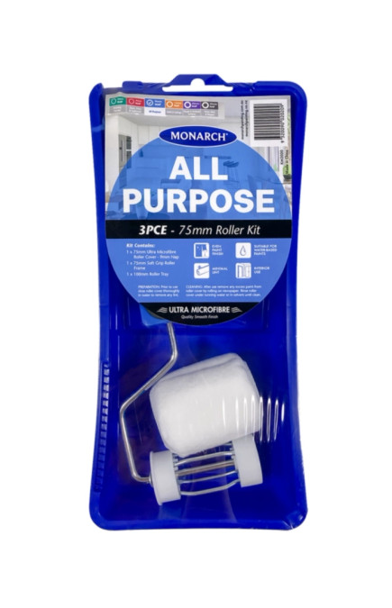 MONARCH Paint Kit 75mmmm All Purpose Roller Kit Professional Roller Frame for Paint Roller, House Painting and Trade Supplies