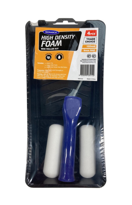 MONARCH Paint Kit | 100mm/9mm Nap High Density Foam MINI Roller Paint Kit 4 Pieces available Australia and New Zealand