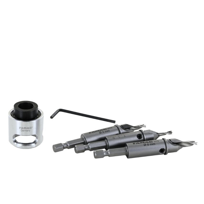 FAMAG Countersink Drill Bits | 3578 Scratch Free Rotating Depth Stop Set  with 3, 4, 5mm Drill