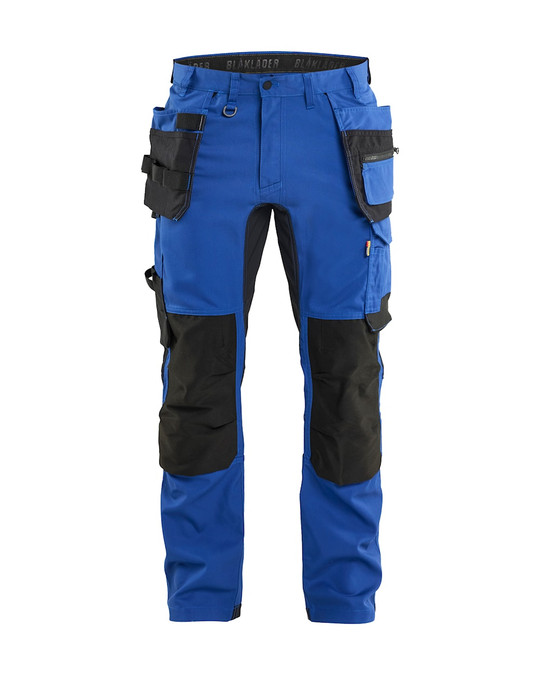 The BLAKLADER Craftsman Trousers 1750 in Blue features Holster Pockets, Kneepad Pockets, and premium Cotton with Stretch designed for a perfect fit.