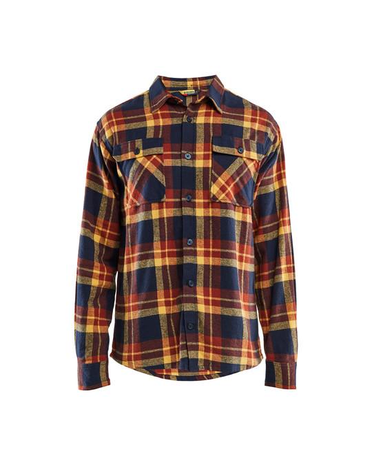 Elevate your work wardrobe: the BLAKLADER Shirts in Burnt Red / Navy features feminine darts, Flannel and soft Cotton for a polished finish.
