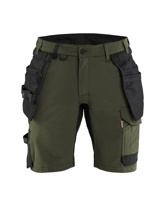 BLAKLADER Shorts | 1702 Forest Night Green Craftsman Shorts with Holster Pockets in 4-Way Stretch