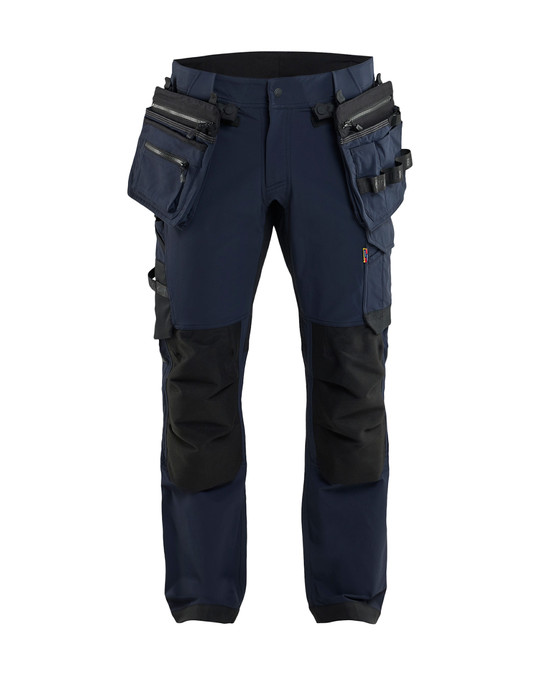 BLAKLADER Trousers | 1745 Navy Blue ToolRig Trousers with Kneepad Pockets in 4-Way Stretch