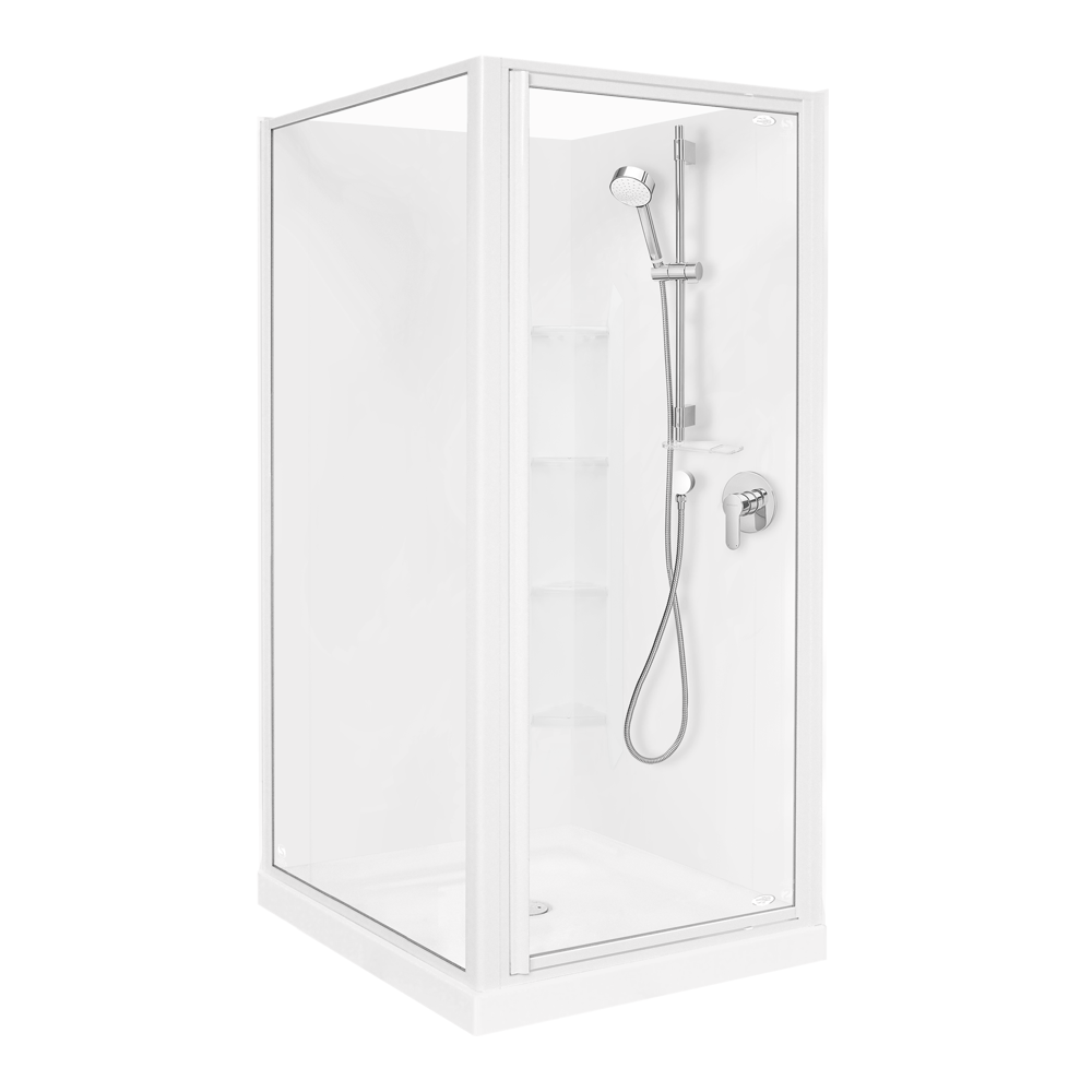 Sapphire Square Corner Shower 900 x 900mm White Frame with Corner