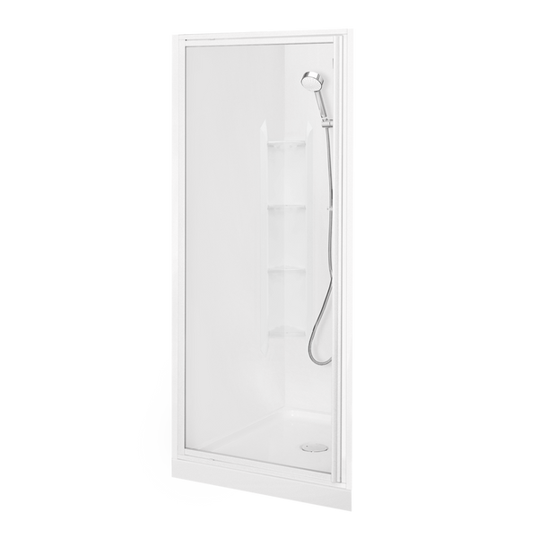 Sapphire Alcove Shower 1000 x 1000mm White Frame with Corner-contour PLUS