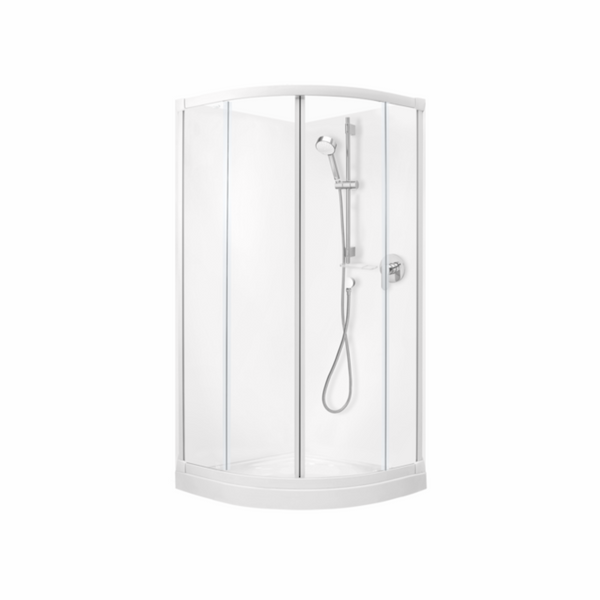 Sapphire Round Sliding Shower 900 x 900mm White Frame with Flat Wall