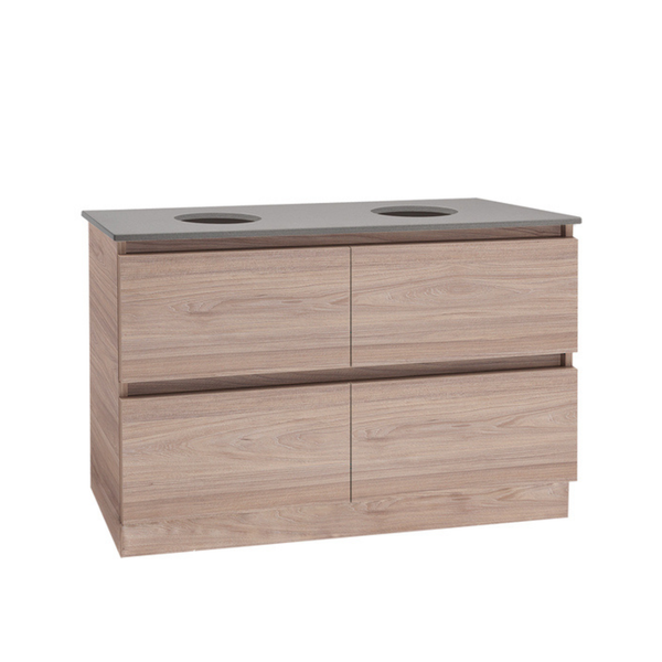 Valencia Elite Floorstanding Vanity 1200mm Salty Elm with Grey Stone Top and Tap Holes Valencia Elite Floorstanding Vanity 1200mm Salty Elm with Grey Stone Top and Tap Holes
