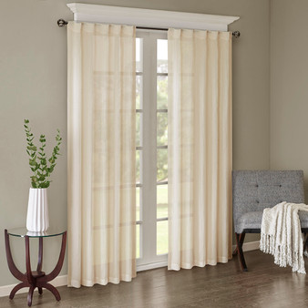 Madison Park Harper Cream Solid Crushed Curtain Panel Pair