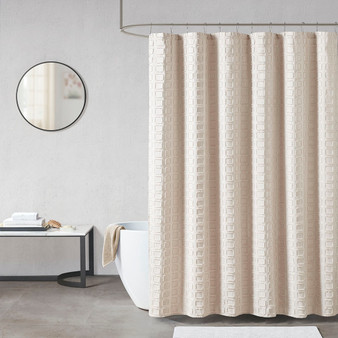 Madison Park Metro Sand Woven Clipped Solid Shower Curtain