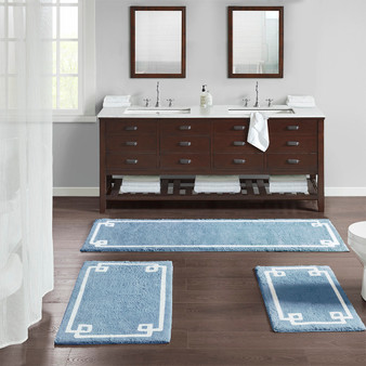 Madison Park Evan Blue Cotton Tufted Bath Rug 20x30