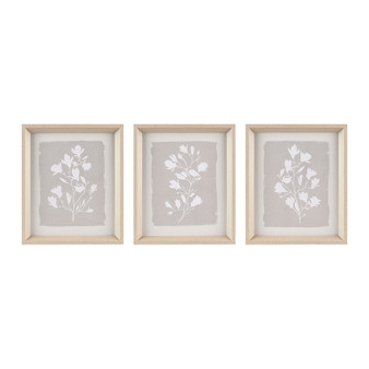 Madison Park Fair Florets Beige 3-piece Framed Glass Wall Art Set